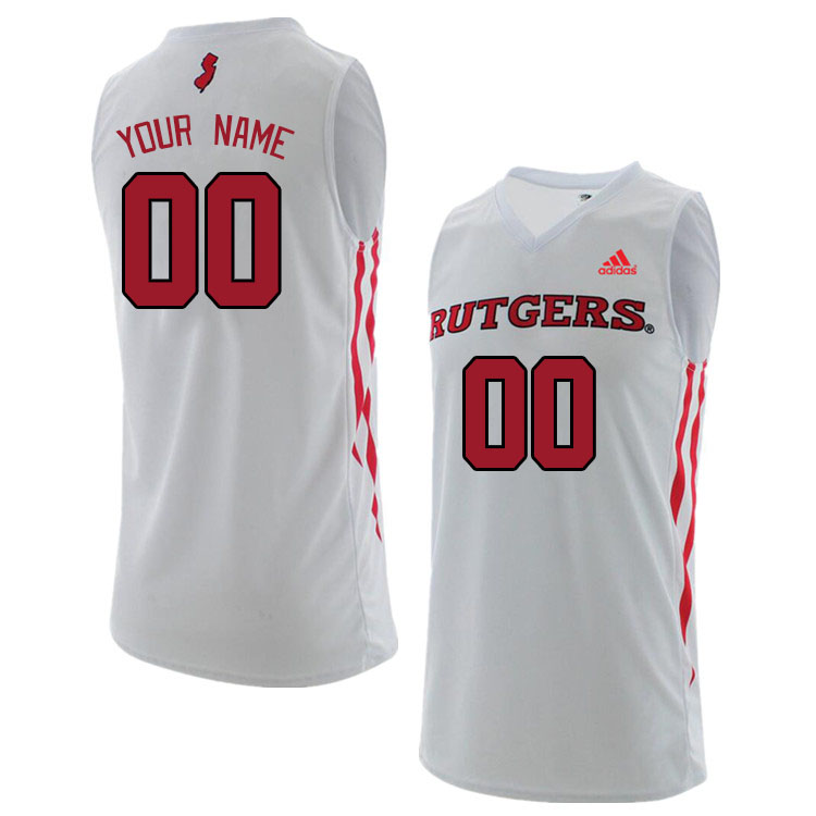 Custom Rutgers Scarlet Knights Name And Number College Basketball Jerseys Stitched-White - Click Image to Close
